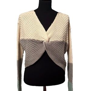 Derek Heart Cropped Twist Front Sweater Reversible! Small